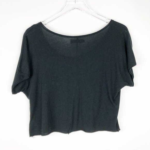 The Classic Crop Top Women's S Black Silver Metallic Owl Bedazzled - Picture 6 of 7